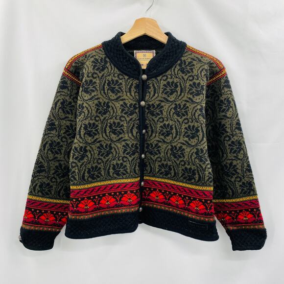 Dale of Norway S Black Patterned knit caridgan sweater - Picture 1 of 5